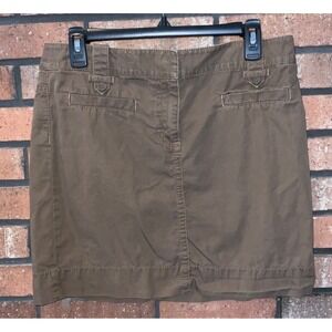 Ann Taylor LOFT Brown Utility Mini Skirt Size 6 Cotton Blend Cargo Pockets